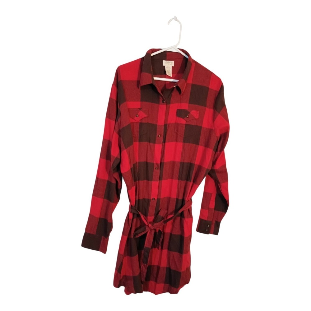 Wrangler Lumber Jane Red & Black Plaid Pearl Snaps Flannel Dress Women's XXL